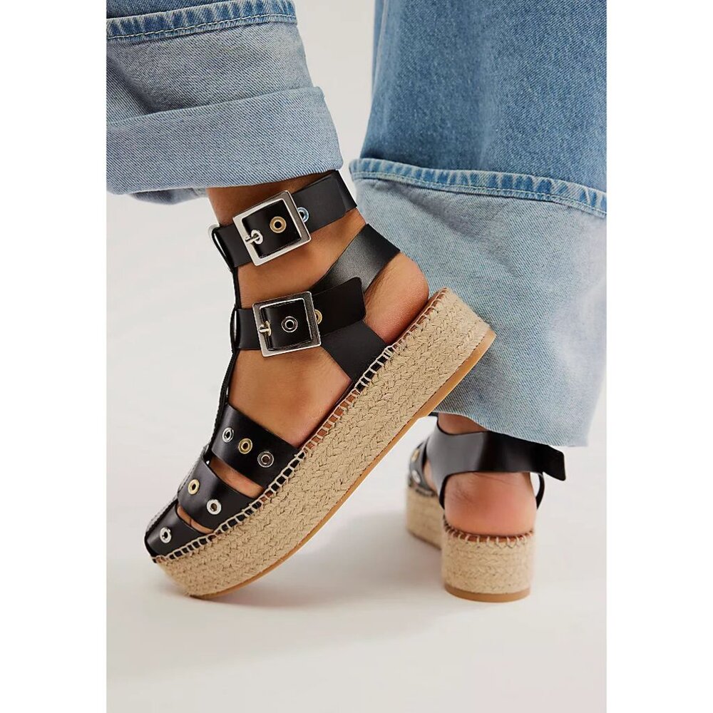 🎉LAST CHANCE🎉 FREE PEOPLE Gable Gladiator Espadrille / Black NIB